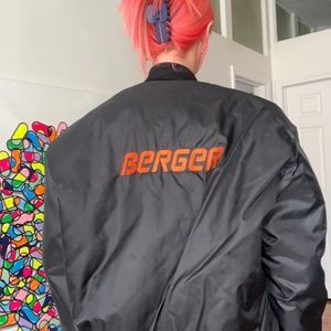 Vintage Holloway XL Black Bomber Puffer Lightweight Jacket with embroidery